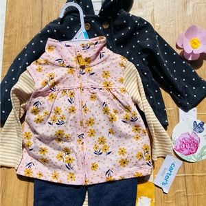 NWT Carter’s  baby girl 3-piece Little Cardigan set’s 6M